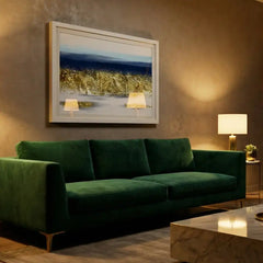 Midnight Gold - Blue & Gold Landscape Art (Premium Glass Frame)