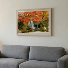 Autumn Cascades - Vibrant Waterfall Scenery (Premium Glass Frame)