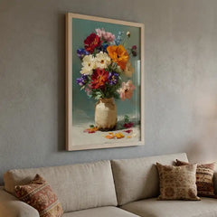 Vibrant Floral Bouquet - Premium Glass Framed Wall Art