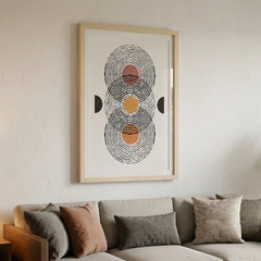 Modern Boho Celestial Line Art - Premium Glass Framed Wall Art