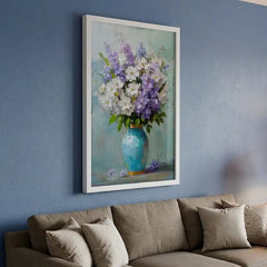 Pastel Floral Bouquet in Vase - Premium Glass Framed Wall Art