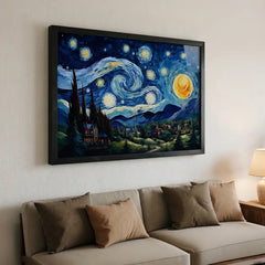 Midnight Symphony - Van Gogh Inspired Starry Night (Premium Glass Frame)