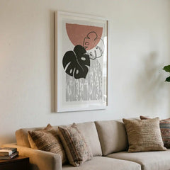 Modern Boho Monstera Leaf - Premium Glass Framed Wall Art