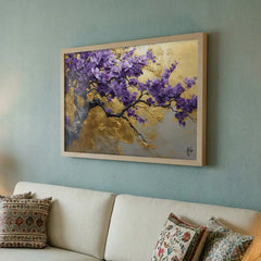 Royal Purple Blossom Tree - Premium Glass Framed Wall Art