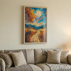 Moonlit Autumn - Dreamy Landscape Art (Premium Glass Frame)