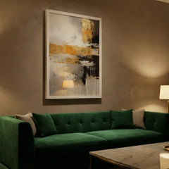 Golden Horizon - Vertical Abstract Art (Premium Glass Frame)