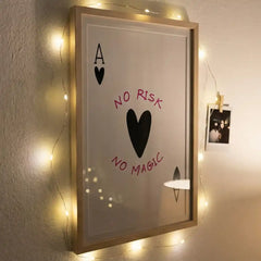 No Risk No Magic - Minimalist Ace Card Quote (Premium Glass Frame)