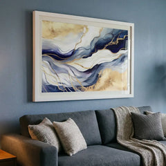 Midnight Gold Flow - Elegant Abstract Art (Premium Glass Frame)