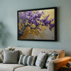 Royal Purple Blossom Tree - Premium Glass Framed Wall Art