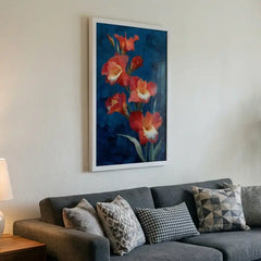 Vibrant Gladiolus Flower - Premium Glass Framed Wall Art