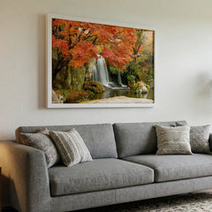 Autumn Cascades - Vibrant Waterfall Scenery (Premium Glass Frame)