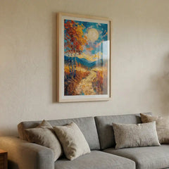 Moonlit Autumn - Dreamy Landscape Art (Premium Glass Frame)