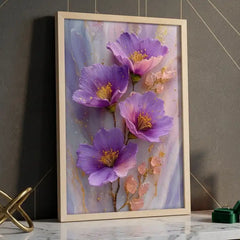 Amethyst Purple Floral & Crystal - Premium Glass Framed Wall Art