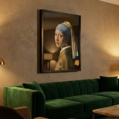 Girl with a Pearl Earring by Vermeer - Premium Glass Framed Wall Art