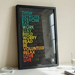 The Rules of Life - Colorful Motivational Typography (Premium Glass Frame)