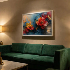 Vibrant Fluid Floral Abstract - Premium Glass Framed Wall Art