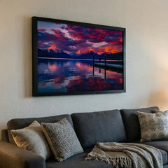 Twilight Reflections - Majestic Mountain & Lake Scenery (Premium Glass Frame)