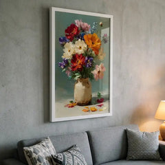 Vibrant Floral Bouquet - Premium Glass Framed Wall Art