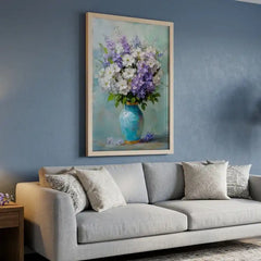 Pastel Floral Bouquet in Vase - Premium Glass Framed Wall Art