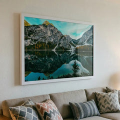 Mirror of the Mountains - Serene Lake Scenery (Premium Glass Frame)