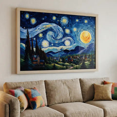Midnight Symphony - Van Gogh Inspired Starry Night (Premium Glass Frame)