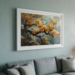Yellow Blossom Branch Art (Premium Glass Frame)