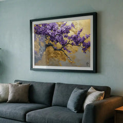 Royal Purple Blossom Tree - Premium Glass Framed Wall Art