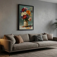 Vibrant Floral Bouquet - Premium Glass Framed Wall Art