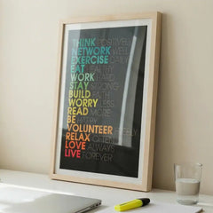 The Rules of Life - Colorful Motivational Typography (Premium Glass Frame)