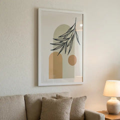 Minimalist Boho Botanical Arch - Premium Glass Framed Wall Art
