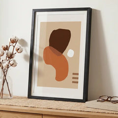 Earthy Boho Organic Shapes - Premium Glass Framed Wall Art