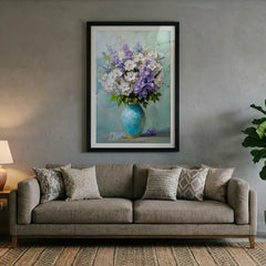 Pastel Floral Bouquet in Vase - Premium Glass Framed Wall Art