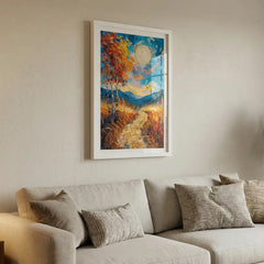 Moonlit Autumn - Dreamy Landscape Art (Premium Glass Frame)