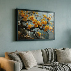 Yellow Blossom Branch Art (Premium Glass Frame)