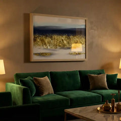 Midnight Gold - Blue & Gold Landscape Art (Premium Glass Frame)