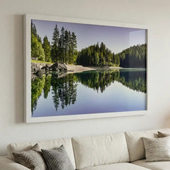 Alpine Reflection - Serene Forest Lake Scenery (Premium Glass Frame)
