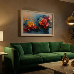 Vibrant Fluid Floral Abstract - Premium Glass Framed Wall Art