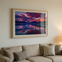 Twilight Reflections - Majestic Mountain & Lake Scenery (Premium Glass Frame)