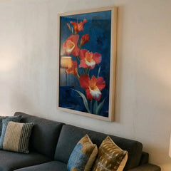 Vibrant Gladiolus Flower - Premium Glass Framed Wall Art