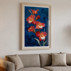 Vibrant Gladiolus Flower - Premium Glass Framed Wall Art
