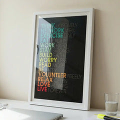 The Rules of Life - Colorful Motivational Typography (Premium Glass Frame)