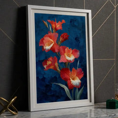 Vibrant Gladiolus Flower - Premium Glass Framed Wall Art