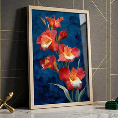 Vibrant Gladiolus Flower - Premium Glass Framed Wall Art