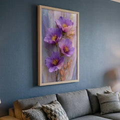 Amethyst Purple Floral & Crystal - Premium Glass Framed Wall Art
