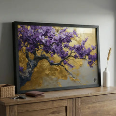 Royal Purple Blossom Tree - Premium Glass Framed Wall Art
