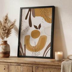 Warm Earthy Boho Botanical - Premium Glass Framed Wall Art