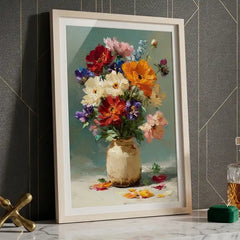 Vibrant Floral Bouquet - Premium Glass Framed Wall Art