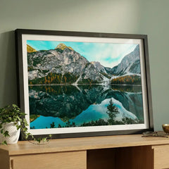 Mirror of the Mountains - Serene Lake Scenery (Premium Glass Frame)