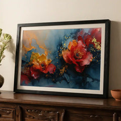 Vibrant Fluid Floral Abstract - Premium Glass Framed Wall Art