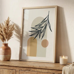 Minimalist Boho Botanical Arch - Premium Glass Framed Wall Art